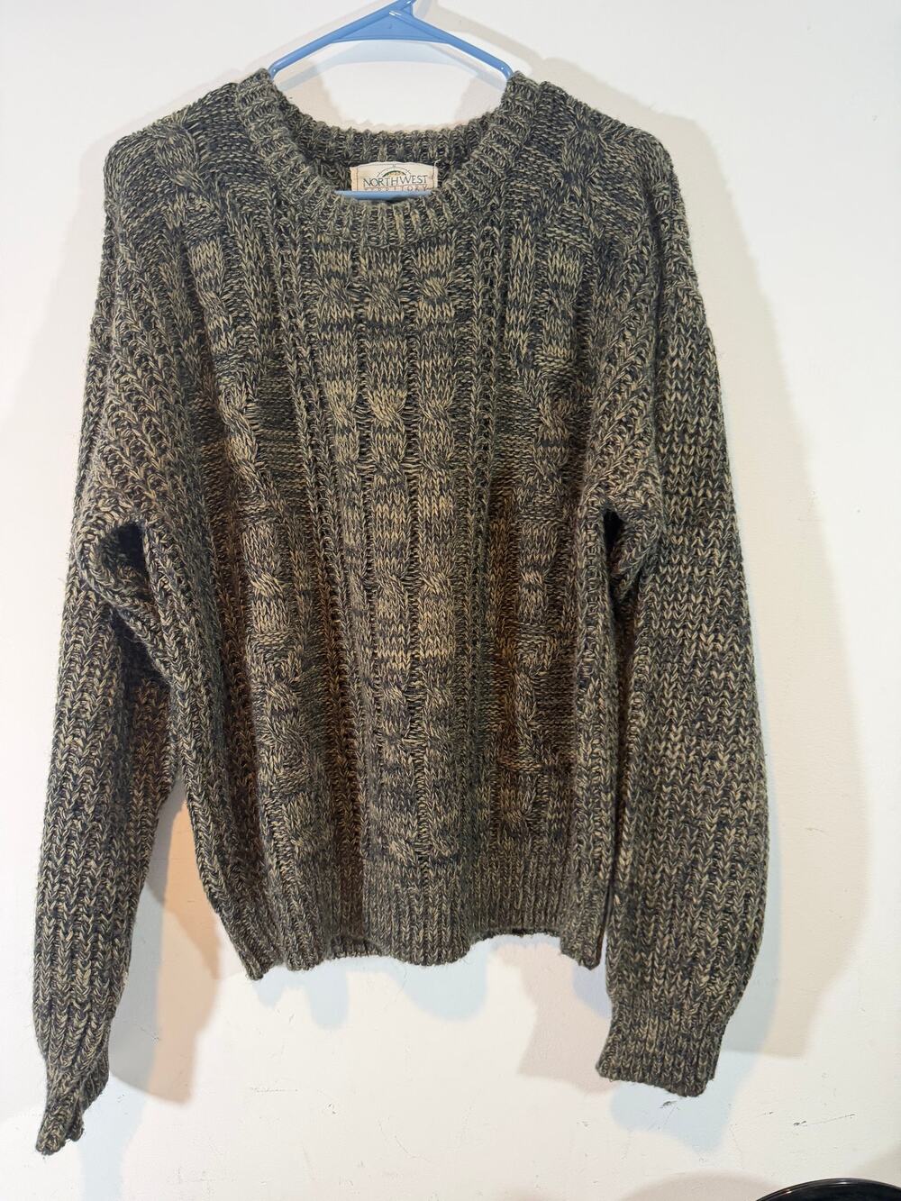 VTG Chunky Knit Cardigan Adult Large brown Sweater Northwest Territory Preppy